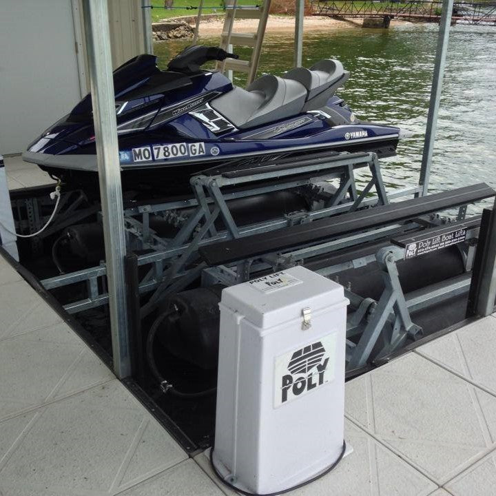 Photo of a PolyLify Control Unit with a Jet ski on the lift
