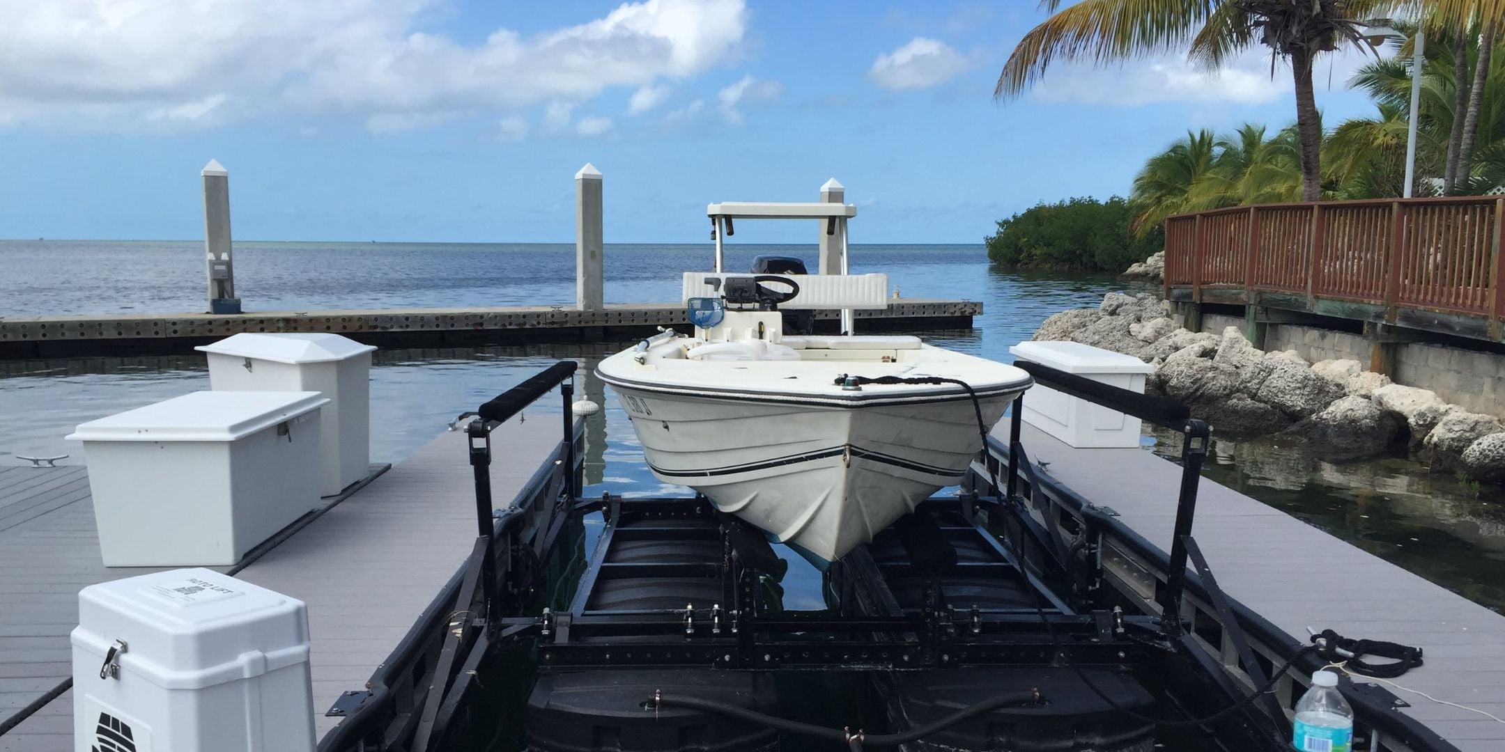 Front Photo of a boat on a lift
