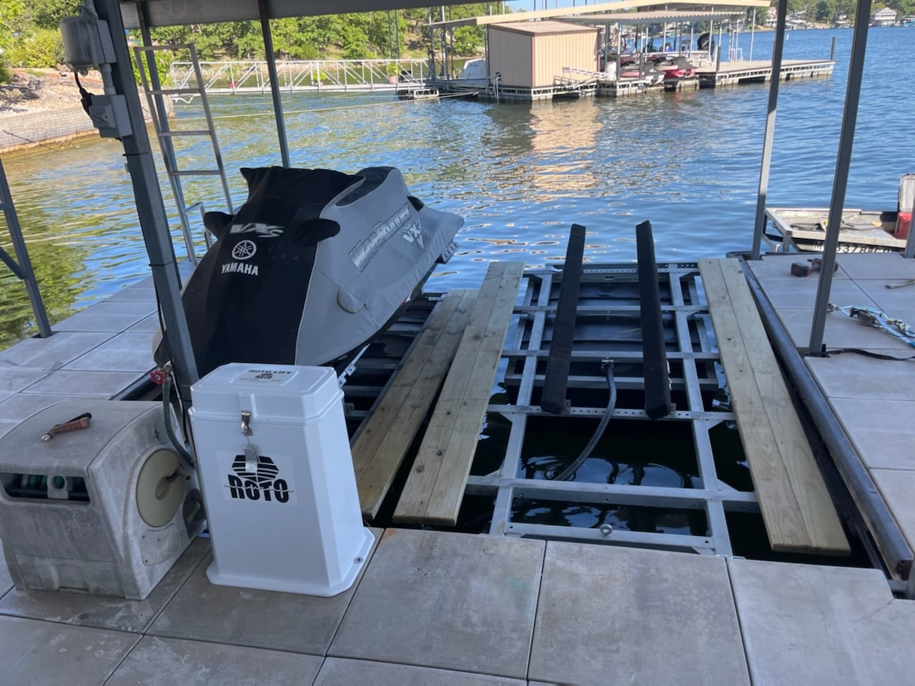 PolyLift raised holding a jet ski