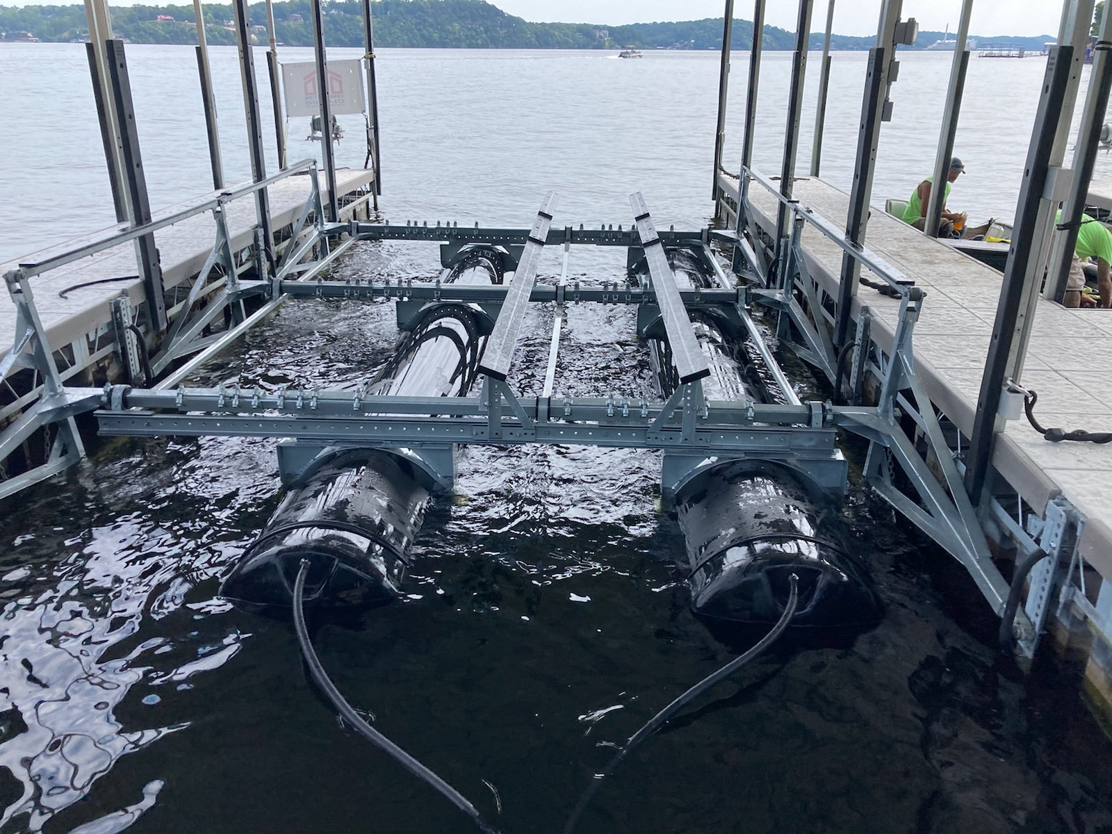 Photo of a PolyLift in the water being raised