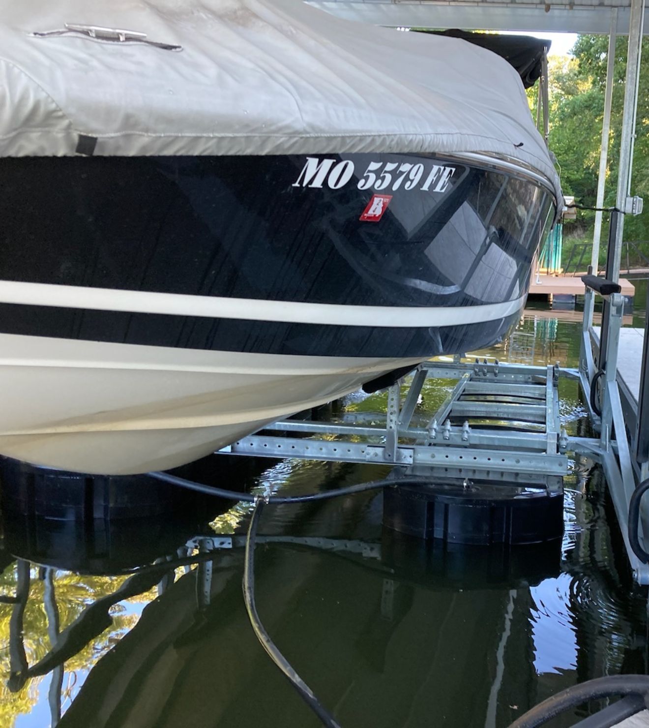 PolyLift raised holding a boat