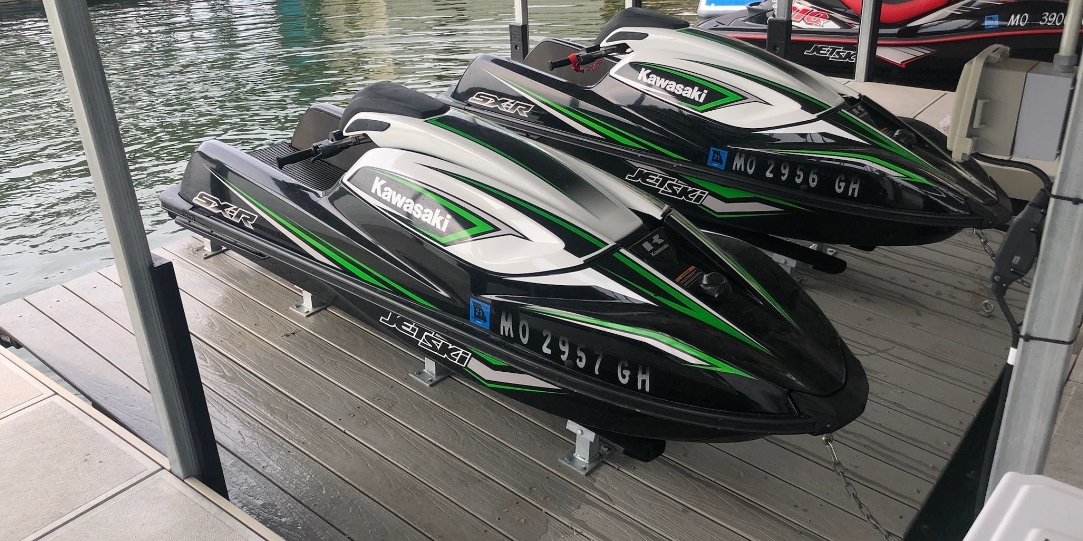 Photo of a PolyLift with two jet skis on it