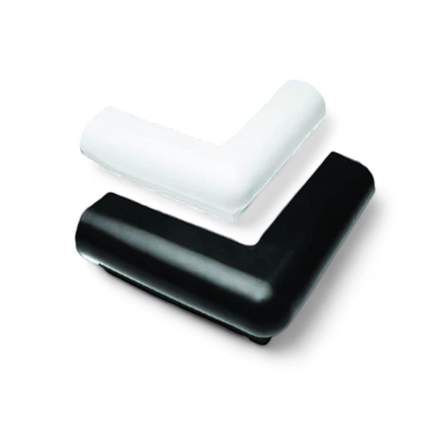 Two Polylift Vinyl Corner Bumpers, one white and one black, are displayed on a white background.